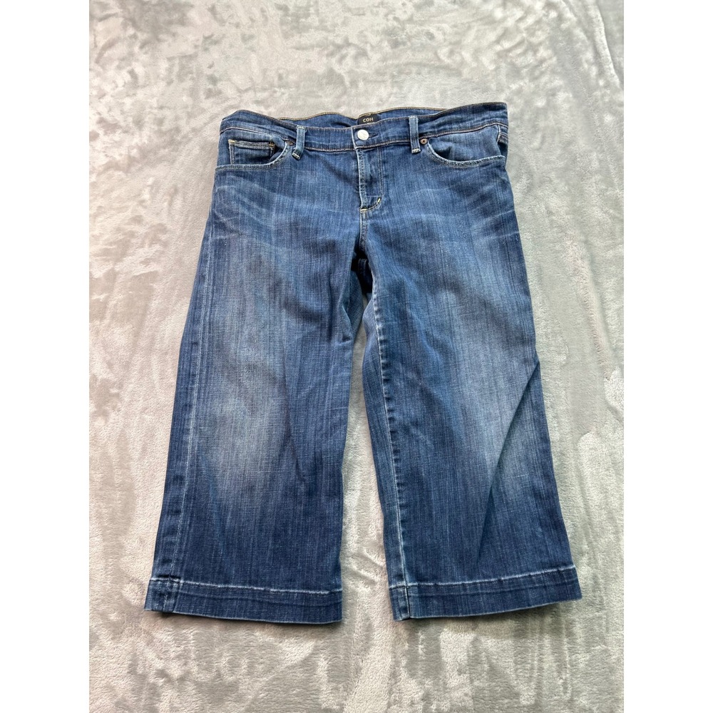 Citizens of Humanity Denim Cropped Wide Leg Jean Blue Size 32 Stretch Whiskered